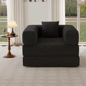 Single Couch Sofa for Small Spaces 2 in 1 Convertible Sleeper Sofa to Lounger Comfy Bean Bag Chair for Adults Removable Cover with Pillows for Bedroom, Apartment, Office, Black, 35.43" Single Sofa Single Couch Sofa for Small Spaces 2 in 1 Convertible Sleeper Sofa to Lounger Comfy Bean Bag Chair for Adults Removable Cover with Pillows for Bedroom, Apartment, Office, Black, 35.43" Single Sofa
