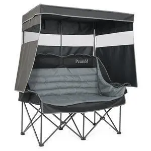Double Camping Chair with Canopy Heavy Duty 2 Person Folding Loveseat Beach Chair with Shade High Back Oversized Outdoor Camping Couch with Cup Holders & Wine Racks for Lawn, Fishing, Sports Double Camping Chair with Canopy Heavy Duty 2 Person Folding Loveseat Beach Chair with Shade High Back Oversized Outdoor Camping Couch with Cup Holders & Wine Racks for Lawn, Fishing, Sports