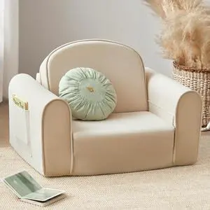 2-in-1 Foldable Kids Couch with Pocket Soft Thick Toddler Sofa 2-in-1 Foldable Kids Couch with Pocket Soft Thick Toddler Sofa