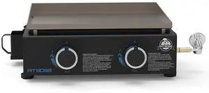 2-Burner Propane Gas Portable Tabletop Griddle Grill with Soft Cover, 265-Sq. In. (18.5' L x 14.33' W) Cooking Space, 18,000 BTU, for Tailgating, Camping, and Traveling, Black 2-Burner Propane Gas Portable Tabletop Griddle Grill with Soft Cover, 265-Sq. In. (18.5' L x 14.33' W) Cooking Space, 18,000 BTU, for Tailgating, Camping, and Traveling, Black