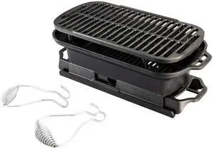 Sportsmans Pro Cast Iron Grill - Portable Charcoal Grill with Removable Grate & Dual Air Vents - Heavy-Duty Outdoor Cooking - 9 Inches x 16.75 Inches Sportsmans Pro Cast Iron Grill - Portable Charcoal Grill with Removable Grate & Dual Air Vents - Heavy-Duty Outdoor Cooking - 9 Inches x 16.75 Inches
