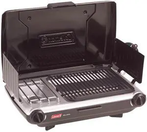 Tabletop 2-in-1 Camping Grill/Stove, 2-Burner Propane Grill & Stove with Adjustable Burners & 20,000 BTUs of Power, Great for Camping, Tailgating, Grilling Tabletop 2-in-1 Camping Grill/Stove, 2-Burner Propane Grill & Stove with Adjustable Burners & 20,000 BTUs of Power, Great for Camping, Tailgating, Grilling