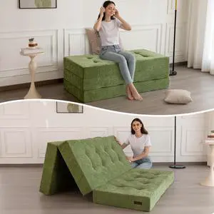 6" Folding Sofa Bed for Floor, Tufted Tri-Fold Floor Mattress 6" Folding Sofa Bed for Floor, Tufted Tri-Fold Floor Mattress