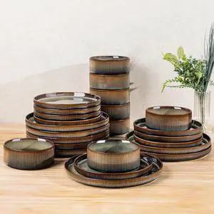 Ceramic Dinnerware Set for 8, 24-Piece Plates and Bowls Set Ceramic Dinnerware Set for 8, 24-Piece Plates and Bowls Set
