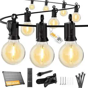 208FT 102LED Solar String Lights Outdoor with Remote & USB Port 208FT 102LED Solar String Lights Outdoor with Remote & USB Port