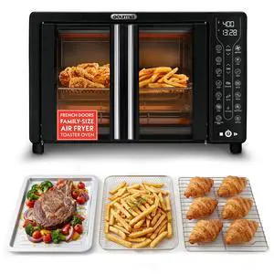 French Door Air Fryer Toaster Oven 6-Slice Capacity, FryForce 360°, Digital Display with 17 Cooking Presets, Black French Door Air Fryer Toaster Oven 6-Slice Capacity, FryForce 360°, Digital Display with 17 Cooking Presets, Black