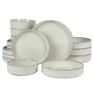 Two Time Oprah's Favorite Things Winner - Santorini Mist Double Bowl Terracotta Reactive Glaze Plates and Bowls Dinnerware Set - Moonstone White, Service for Four (16pcs) Two Time Oprah's Favorite Things Winner - Santorini Mist Double Bowl Terracotta Reactive Glaze Plates and Bowls Dinnerware Set - Moonstone White, Service for Four (16pcs)