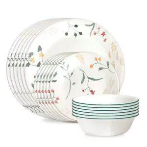 Vitrelle 18 Piece Glass Dinnerware Sets Service for 6, Triple Layer Chip & Crack Resistant Glass Plate and Bowl Sets, Wildflower Vitrelle 18 Piece Glass Dinnerware Sets Service for 6, Triple Layer Chip & Crack Resistant Glass Plate and Bowl Sets, Wildflower