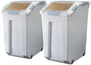 33 Liter / 50 lbs Rice Storage Container with Measuring Cup, BPA free, For Rice | Grain | Pet Food | Flour, 2 count, White 33 Liter / 50 lbs Rice Storage Container with Measuring Cup, BPA free, For Rice | Grain | Pet Food | Flour, 2 count, White