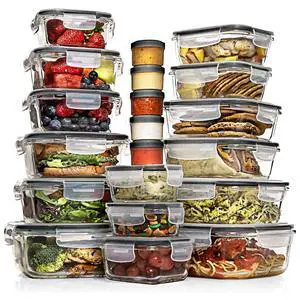 35 Pc Set Glass Food Storage Containers with Lids - Meal Prep Airtight Bento Boxes BPA-Free 100% Leak Proof (15 lids,15 glass & 5 Plastic Sauce/Dip Containers) 35 Pc Set Glass Food Storage Containers with Lids - Meal Prep Airtight Bento Boxes BPA-Free 100% Leak Proof (15 lids,15 glass & 5 Plastic Sauce/Dip Containers)