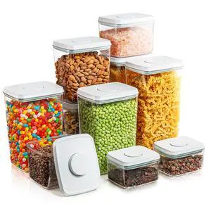 Airtight Food Storage Containers, 10-Piece, 5 Sizes, Pop-Top Lids Airtight Food Storage Containers, 10-Piece, 5 Sizes, Pop-Top Lids
