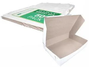 1029 Premium Clay Coated Kraft Paperboard White Non-Window Sheet Cake and Utility Box, 19" Length x 14" Width x 4" Height, 1/2 Sheet (Case of 50) 1029 Premium Clay Coated Kraft Paperboard White Non-Window Sheet Cake and Utility Box, 19" Length x 14" Width x 4" Height, 1/2 Sheet (Case of 50)