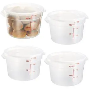 12 Quart Translucent Round Food Storage Container with Lid, Pack of 4 NSF Listed, BPA-Free, Commercial-Grade Polypropylene, Freezer & Dishwasher Safe, Non-Stick, Easy-Read Graduations 12 Quart Translucent Round Food Storage Container with Lid, Pack of 4 NSF Listed, BPA-Free, Commercial-Grade Polypropylene, Freezer & Dishwasher Safe, Non-Stick, Easy-Read Graduations