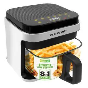 5.8 Quart Air Fryer | 8-in-1 Preset Cook Modes| Transparent Fry Bowl for Best Cooking Results | Cook Shrimp, Steak, Fries, Wings, Chicken & More | Precise Temperature Control & Time | White 5.8 Quart Air Fryer | 8-in-1 Preset Cook Modes| Transparent Fry Bowl for Best Cooking Results | Cook Shrimp, Steak, Fries, Wings, Chicken & More | Precise Temperature Control & Time | White