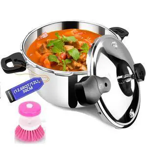 Stainless Steel Pressure Cooker 12 quart Induction Compatible Thickened Pressure Cooker with Spring Valve Safeguard Devices, Compatible with Gas & Induction Cooker 8-12 people Use Stainless Steel Pressure Cooker 12 quart Induction Compatible Thickened Pressure Cooker with Spring Valve Safeguard Devices, Compatible with Gas & Induction Cooker 8-12 people Use