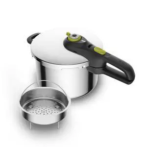 Secure Stainless Steel Stovetop Pressure Cooker, 6.3 qt, Induction | 5-point safety locking system, Steam basket included, 2 pressure cooking modes, Dishwasher-safe body, Sliding handle Secure Stainless Steel Stovetop Pressure Cooker, 6.3 qt, Induction | 5-point safety locking system, Steam basket included, 2 pressure cooking modes, Dishwasher-safe body, Sliding handle