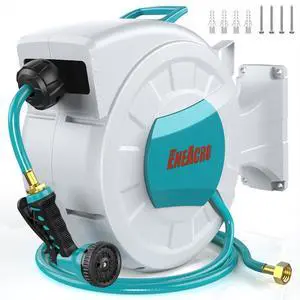 Retractable Garden Hose Reel 1/2"×100ft with Wall Mount | 10 Pattern Hose Nozzle, Brass Connector, Auto Rewind/Any Length Lock/ 180° Swivel Bracket, Ideal for Garden Watering Retractable Garden Hose Reel 1/2"×100ft with Wall Mount | 10 Pattern Hose Nozzle, Brass Connector, Auto Rewind/Any Length Lock/ 180° Swivel Bracket, Ideal for Garden Watering