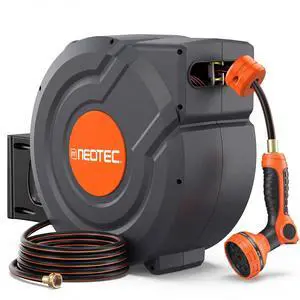 Upgraded Retractable Garden Hose Reel 5/8 inch x 100 ft Wall-Mounted 9 Pattern Nozzle Any Length Lock Automatic Slow Return 180° Swivel UV Resistant Heavy Duty Hose Reels for Outside Upgraded Retractable Garden Hose Reel 5/8 inch x 100 ft Wall-Mounted 9 Pattern Nozzle Any Length Lock Automatic Slow Return 180° Swivel UV Resistant Heavy Duty Hose Reels for Outside