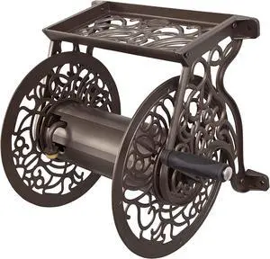 704 Decorative Cast Aluminum Wall Mount Garden Hose Reel, Holds 125-Feet of 5/8-Inch Hose - Bronze 704 Decorative Cast Aluminum Wall Mount Garden Hose Reel, Holds 125-Feet of 5/8-Inch Hose - Bronze