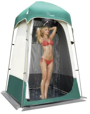 Outdoor Shower Tent Changing Room Privacy Portable Camping Shelters (White+Green) Outdoor Shower Tent Changing Room Privacy Portable Camping Shelters (White+Green)