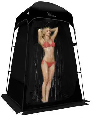 Outdoor Shower Tent Changing Room Privacy Portable Camping Shelters (Black) Outdoor Shower Tent Changing Room Privacy Portable Camping Shelters (Black)