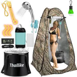 Portable Hot Shower for Camping Shower Tent Kit, 1000W Immersion Heater, Rechargeable Camping Shower Pump, Pop Up Shower Tent with 6.6 Gallons Folding Bucket for Adults Outdoor Portable Hot Shower for Camping Shower Tent Kit, 1000W Immersion Heater, Rechargeable Camping Shower Pump, Pop Up Shower Tent with 6.6 Gallons Folding Bucket for Adults Outdoor