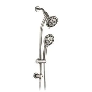 High Pressure 48-Settings Shower Head with Handheld Shower,Drill-Free 3-Way Diverter for Easy Reach,Adjustable Height Slide Bar Dual Shower Head Combo Set - Brushed Nickel High Pressure 48-Settings Shower Head with Handheld Shower,Drill-Free 3-Way Diverter for Easy Reach,Adjustable Height Slide Bar Dual Shower Head Combo Set - Brushed Nickel