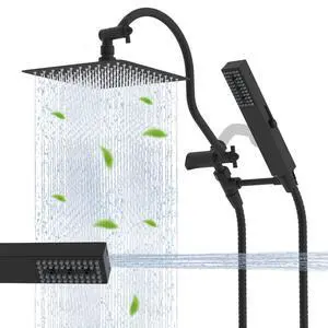 All Metal cUPC Certified Shower Head, 10'' High Pressure Rainfall Showerhead Combo, Handheld Shower Wand, 12'' Adjustable Extension Arm, 4-Spray, 71'' Hose, Brass Shower Holder, Matte Black All Metal cUPC Certified Shower Head, 10'' High Pressure Rainfall Showerhead Combo, Handheld Shower Wand, 12'' Adjustable Extension Arm, 4-Spray, 71'' Hose, Brass Shower Holder, Matte Black
