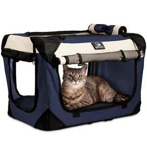 Dog & Cat Carrier, Large, Navy | Soft-sided, Fits Large Cat, 2 Cats, or Medium Dog Comfortably, Great for Travel & Vet Visits, Privacy Windows, Removable Bed Dog & Cat Carrier, Large, Navy | Soft-sided, Fits Large Cat, 2 Cats, or Medium Dog Comfortably, Great for Travel & Vet Visits, Privacy Windows, Removable Bed