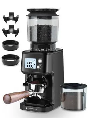 Conical Burr Espresso Coffee Grinder, 51 Precise Settings, Electric Mill with Portafilter Holder, 2-12 Cups Adjustable, Anti-static, Stainless Steel, 120V Conical Burr Espresso Coffee Grinder, 51 Precise Settings, Electric Mill with Portafilter Holder, 2-12 Cups Adjustable, Anti-static, Stainless Steel, 120V