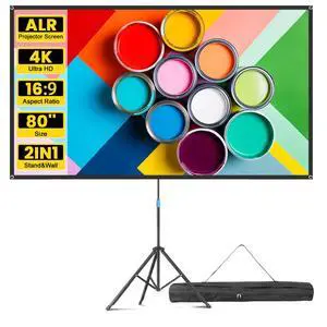 Projector Screen with Stand, 80 Inch Portable Projector Screen Outdoor Indoor, 1.5 Gain ALR Projection Screen, Anti Light, 4K Ultra HD 16:9 Outdoor Movie PVC Screen for Movie Night (Grey Screen) Projector Screen with Stand, 80 Inch Portable Projector Screen Outdoor Indoor, 1.5 Gain ALR Projection Screen, Anti Light, 4K Ultra HD 16:9 Outdoor Movie PVC Screen for Movie Night (Grey Screen)