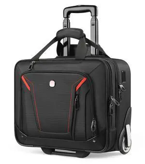 Rigid Frame Rolling Laptop Bag 18"×14"×8", Water-Resistant Rolling Briefcase with Wheels, Business Travel Computer Bag, Underseat Carry on Luggage for Men & Women Rigid Frame Rolling Laptop Bag 18"×14"×8", Water-Resistant Rolling Briefcase with Wheels, Business Travel Computer Bag, Underseat Carry on Luggage for Men & Women