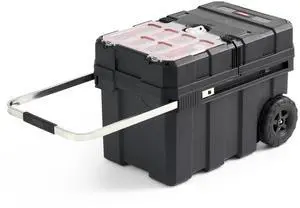 Masterloader Resin Rolling Tool Box with Locking System and Removable Bins Perfect Organization and Storage Chest for Power Drill, Tape Measure, and Screwdriver Set, Black | Black, Heavy Duty Masterloader Resin Rolling Tool Box with Locking System and Removable Bins Perfect Organization and Storage Chest for Power Drill, Tape Measure, and Screwdriver Set, Black | Black, Heavy Duty
