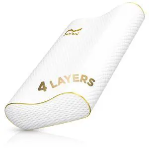 Memory Foam Pillow, Cervical Pillow, 4-Layer Queen, Contour Pillow, Side Sleeper, Neck Support, Pillow for Neck Pain, CertiPUR-US Memory Foam Pillow, Cervical Pillow, 4-Layer Queen, Contour Pillow, Side Sleeper, Neck Support, Pillow for Neck Pain, CertiPUR-US