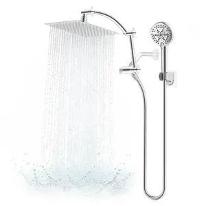 All Metal 10" High Pressure Rain Shower Head Combo, Chrome | cUPC Certified Rainfall Shower Head with handheld 10 Sprays, 16'' Adjustable Extension Arm, 71'' Hose, Showerhead Holder All Metal 10" High Pressure Rain Shower Head Combo, Chrome | cUPC Certified Rainfall Shower Head with handheld 10 Sprays, 16'' Adjustable Extension Arm, 71'' Hose, Showerhead Holder