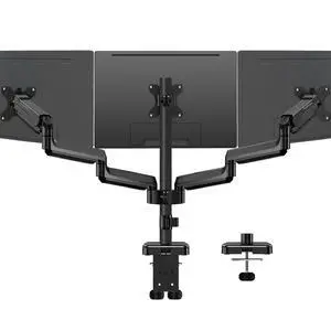 Triple Monitor Mount for 17-32 inch Screens, Full Motion Triple Monitor Stand, 3 Monitors Desk Mount Holds 4.4-19.8 lbs Each, Clamp & Grommet Mounting, Black Triple Monitor Mount for 17-32 inch Screens, Full Motion Triple Monitor Stand, 3 Monitors Desk Mount Holds 4.4-19.8 lbs Each, Clamp & Grommet Mounting, Black