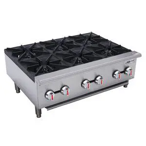 36 in. Commercial 6-Burner Countertop Gas Hotplate in Stainless Steel 36 in. Commercial 6-Burner Countertop Gas Hotplate in Stainless Steel