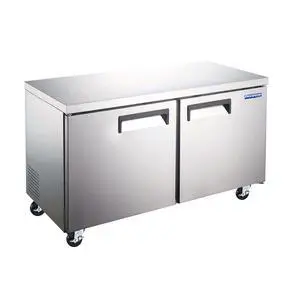 Commercial 47 in. 12 cu. ft. 2-Door Under Counter Refrigerator in Stainless Commercial 47 in. 12 cu. ft. 2-Door Under Counter Refrigerator in Stainless