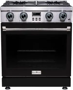Pro-Style 30 in. 4-Element Slide-In Gas Range with Convection in Stainless with Black Door Pro-Style 30 in. 4-Element Slide-In Gas Range with Convection in Stainless with Black Door