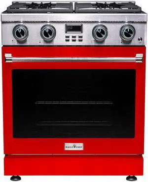 Pro-Style 30 in. 4-Element Slide-In Gas Range with Convection in Stainless with Red Door Pro-Style 30 in. 4-Element Slide-In Gas Range with Convection in Stainless with Red Door