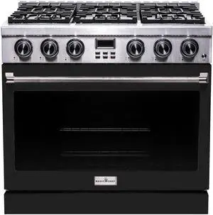 Pro-Style 36 in. 6-Burner Slide-in Gas Range with Convection in Stainless with Black Door Pro-Style 36 in. 6-Burner Slide-in Gas Range with Convection in Stainless with Black Door