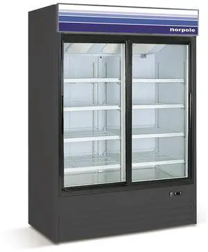 Commercial 45 cu. ft. 2-Sliding Glass Door Refrigerator in Black Commercial 45 cu. ft. 2-Sliding Glass Door Refrigerator in Black