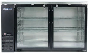 Commercial 16 cu. ft. 2-Glass Door Under Bar Refrigerator in Black Commercial 16 cu. ft. 2-Glass Door Under Bar Refrigerator in Black