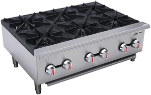 36 in. Commercial 6-Burner Countertop Gas Hotplate in Stainless Steel 36 in. Commercial 6-Burner Countertop Gas Hotplate in Stainless Steel