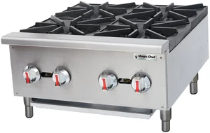 24 in. Commercial 4-Burner Countertop Gas Hotplate in Stainless Steel 24 in. Commercial 4-Burner Countertop Gas Hotplate in Stainless Steel