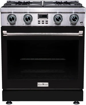 Pro-Style 30 in. 4-Element Slide-In Gas Range with Convection in Stainless with Black Door Pro-Style 30 in. 4-Element Slide-In Gas Range with Convection in Stainless with Black Door