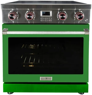 Pro-Style 30 in. 4-Element Slide-In Electric Range with Convection in Stainless with Green Door Pro-Style 30 in. 4-Element Slide-In Electric Range with Convection in Stainless with Green Door