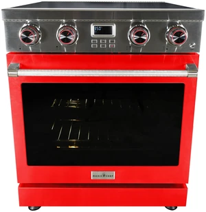 Pro-Style 30 in. 4-Element Slide-In Electric Range with Convection in Stainless with Red Door Pro-Style 30 in. 4-Element Slide-In Electric Range with Convection in Stainless with Red Door