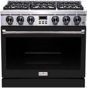 Pro-Style 36 in. 6-Burner Slide-in Gas Range with Convection in Stainless with Black Door Pro-Style 36 in. 6-Burner Slide-in Gas Range with Convection in Stainless with Black Door