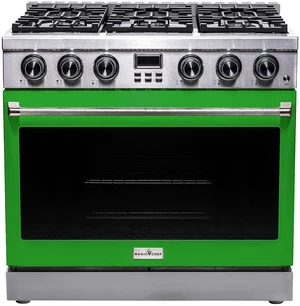 Pro-Style 36 in. 6-Burner Slide-in Gas Range with Convection in Stainless with Green Door Pro-Style 36 in. 6-Burner Slide-in Gas Range with Convection in Stainless with Green Door